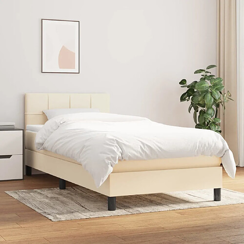 vidaXL Sommier à lattes avec matelas Crème 100x200 cm tissu