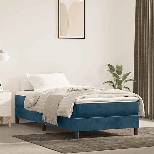 vidaXL Cadre de lit 90x190 cm - Bleu foncé