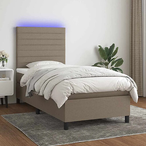 vidaXL Sommier à lattes LED Taupe 90x190 cm