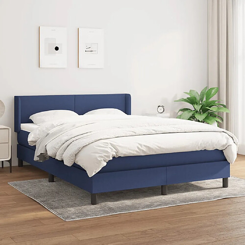 VIDAXL Sommier à Lattes et Matelas Bleu 140x200 cm