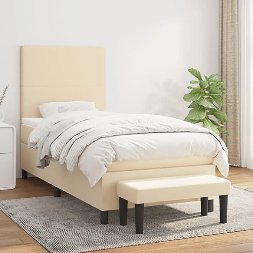 vidaXL Sommier à lattes et matelas 100x200 cm Crème