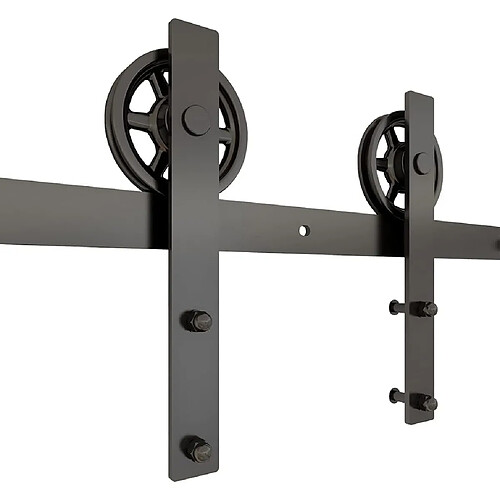Kit rail double pour porte coulissante, acier, plafond