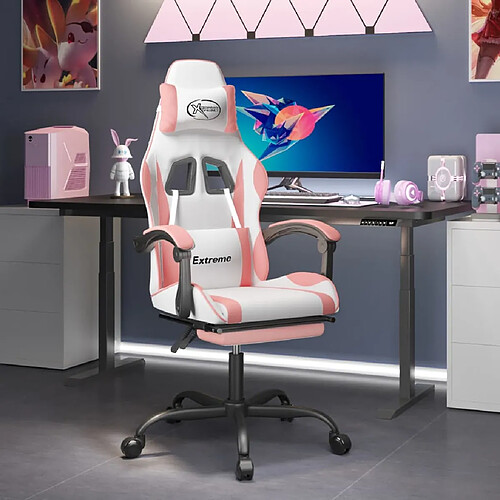 VidaXL Chaise de jeu avec repose-pied Blanc/Rose