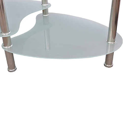 Helloshop26 Table basse ovale en verre trempé - Blanche