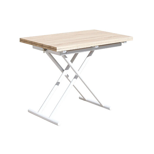 Pegane Table basse relevable rectangulaire - Chêne blanc