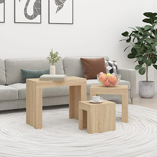 vidaXL Tables basses gigognes 3 pcs chêne sonoma