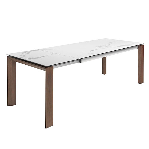 Angel Cerda Table à manger à rallonge rectangulaire marbre porcelaine et noyer