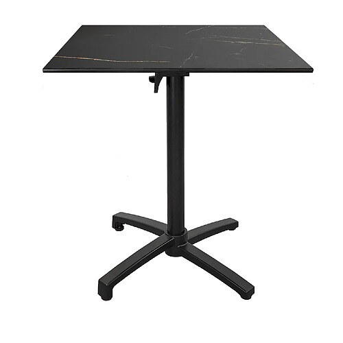 Restootab Table haute pliable - Compact HPL marbre feu 70x70