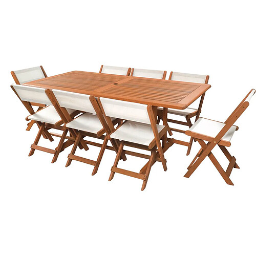 Habitat Et Jardin Salon de jardin repas [ ]Séoul[ ] - 1 Table + 8 chaises - Maple - Beige