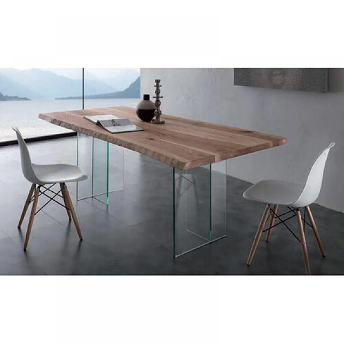 Inside 75 Table à manger frêne et verre - Naturelle