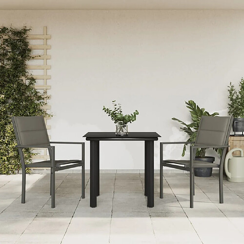 vidaXL Ensemble à manger de jardin 3 pcs - Acier/Textilène - Noir