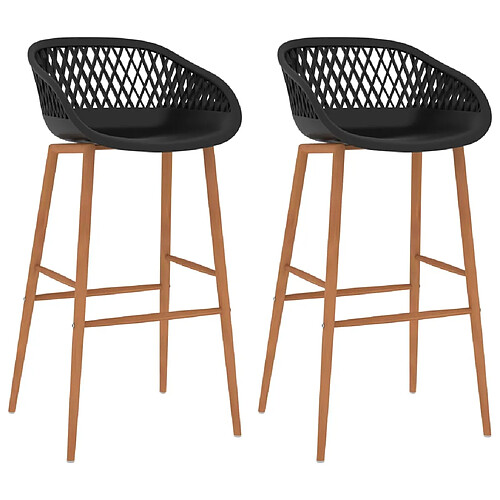 vidaXL Lot de 2 Chaises de bar noires