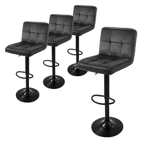 Ml-design Tabouret de bar velours - Gris