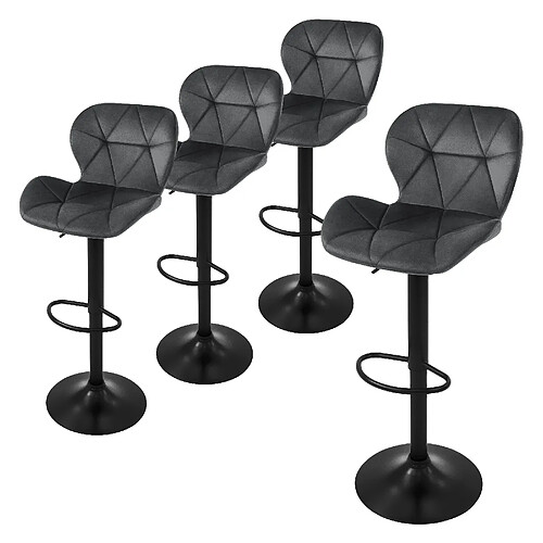 Ml-design Tabourets de bar velours - Gris