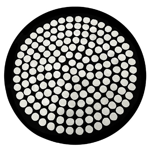 ICONIK INTERIOR Tapis Rond Laine – Design Géométrique – 68 cm – Yoler Noir / Blanc