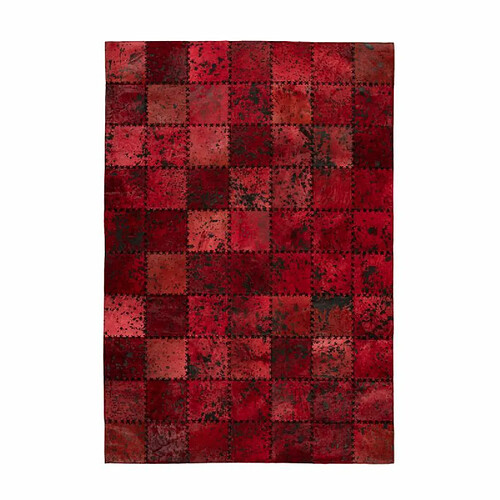 Paris Prix Tapis Patchwork en Cuir Fait Main - Rouge