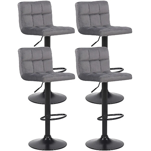 Lot de 4 tabourets de bar velours - Gris
