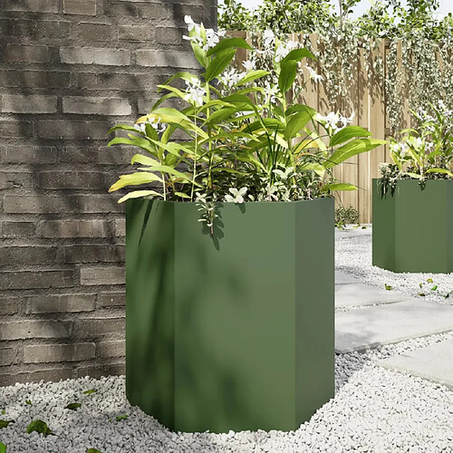 vidaXL Jardinière hexagone - Vert olive