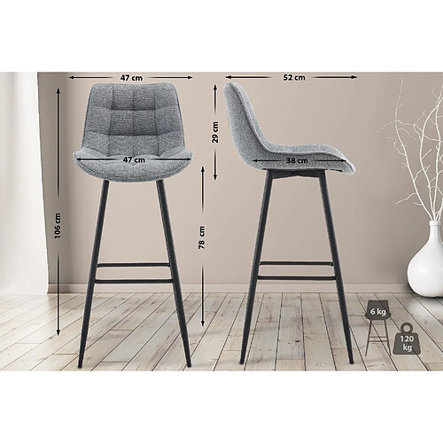2 Tabourets de Bar Dartford - Noir