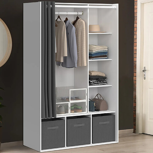 Idmarket Dressing penderie DIANE 105 x 45 x 167 cm blanc