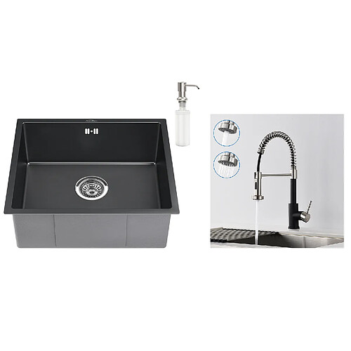 Auralum Max Évier noir 50x43x18,5 cm - Inox 304