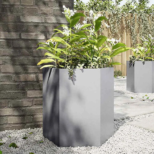 vidaXL Jardinière hexagone en acier galvanisé