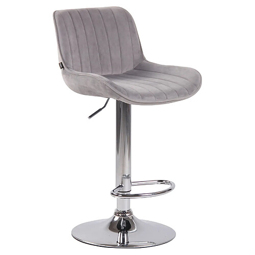Decoshop26 Tabouret de bar velours - Gris