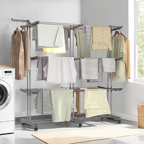 Idmarket Séchoir à linge MAXI gris