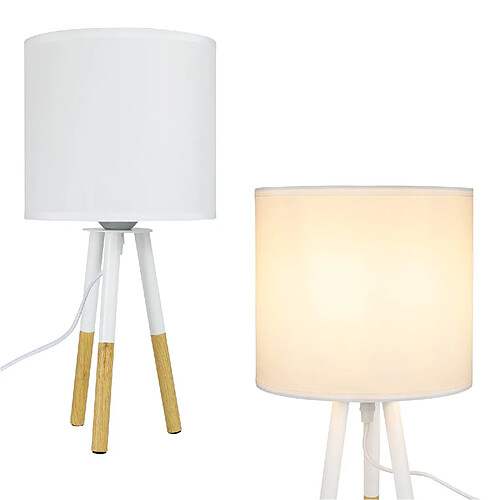 Zmh Lampe à poser Seregon - Blanc et naturel