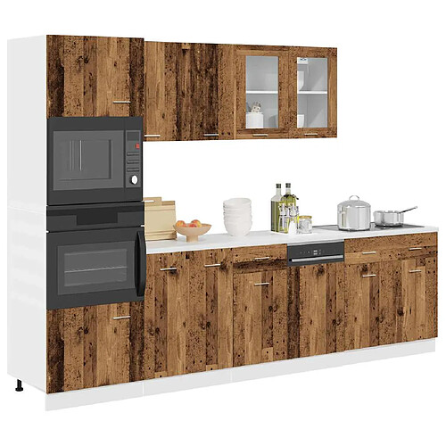 vidaXL Ensemble Armoires Cuisine 7 Pcs - Vieux Bois
