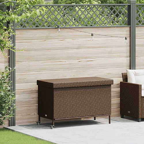 vidaXL Boîte de rangement de jardin résine tressée - Marron