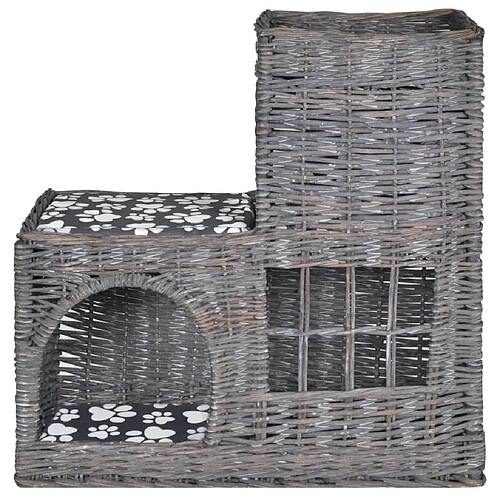 Helloshop26 Arbre/maison/château à chat avec coussin Saule gris 02_0022787