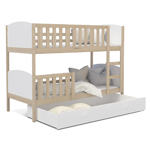 Kids Literie Lit Superposé Tomy 90x190 - Blanc