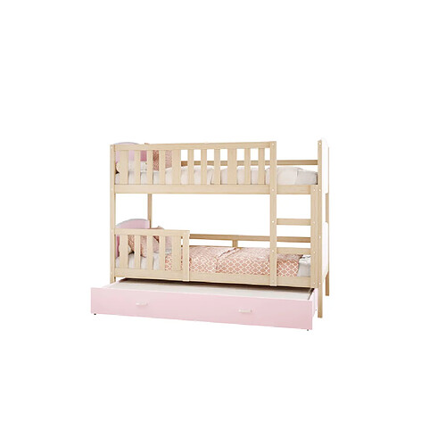 Kids Literie Lit Superposé Tomy 90x190 tiroir + Matelas Pin - rose