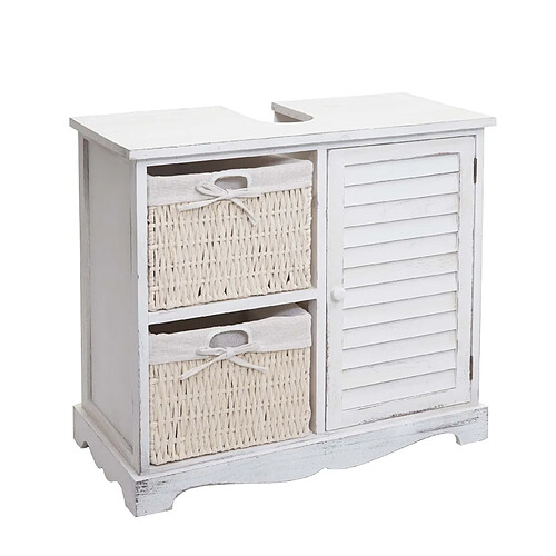 Decoshop26 Meuble sous-vasque vintage - Blanc