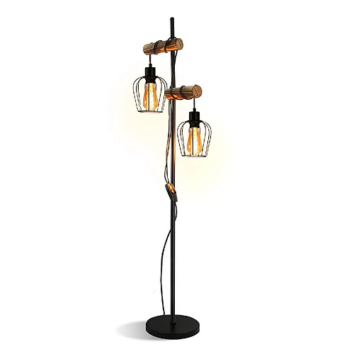 Zmh Lampadaire vintage 2 flammes - Noir