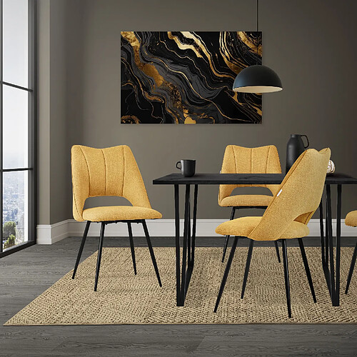 Ml-Design - Set de 4 chaises de salle à manger en velours jaune Ml-Design - Set de 4 chaises de salle à manger en velours jaune
