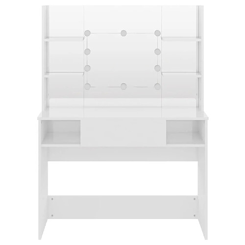 Helloshop26 Coiffeuse avec miroir - Blanc brillant