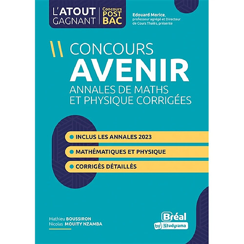 Concours Avenir : annales de maths et physique corrigées · Occasion