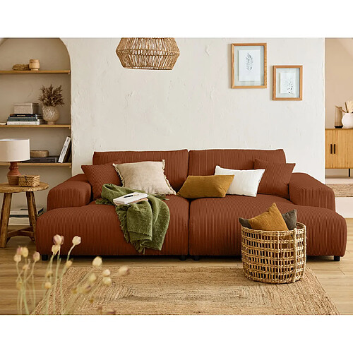 Lisa design Canapé droit Garance - Terracotta