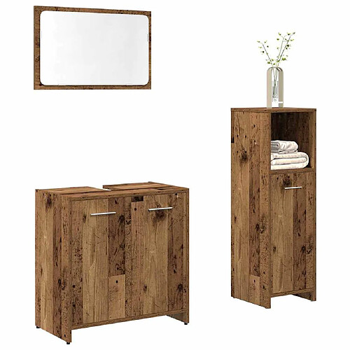 VIDAXL Ensemble meubles salle de bain 3 pcs bois