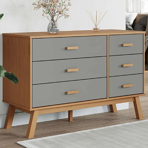 vidaXL Armoire à tiroirs OLDEN - Gris et marron