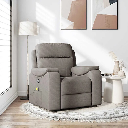 vidaXL Fauteuil de massage inclinable - Taupe tissu