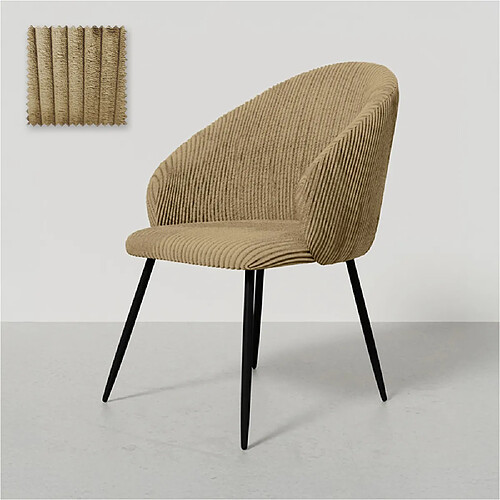 ICONIK INTERIOR Chaise de Salle à Manger Rembourrée en Velours - Brugges Taupe