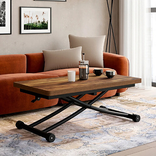 Idmarket Table URBANA - Bois foncé/noir