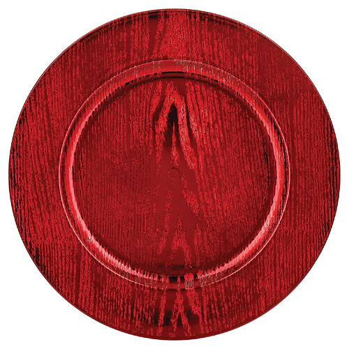 Atmosphera Lot de 12 dessous d'assiette effet bois D. 33 cm - Rouge