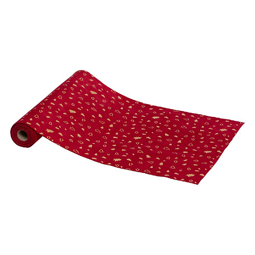 Atmosphera Chemin de table de Noël Sapin effet velours - Rouge et doré