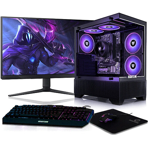 BEASTCOM Q3 Essential Gaming Complet, AMD Ryzen 7 5700G, Radeon Vega, 16Go RAM, 1 To