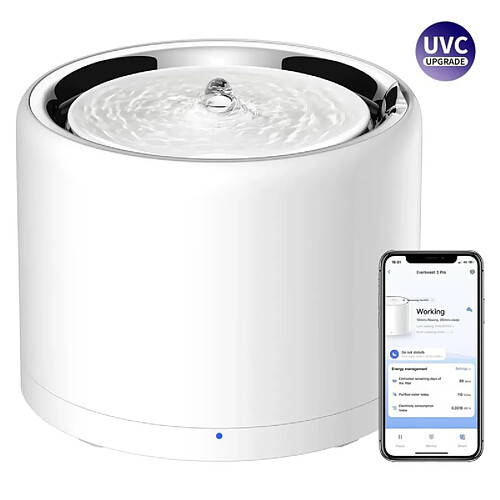 Petkit Fontaine à eau connectée en inox Eversweet 3 Pro - 1,8 L