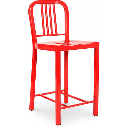 ICONIK INTERIOR Tabouret Design avec Dossier - 60cm - Jadon Rouge